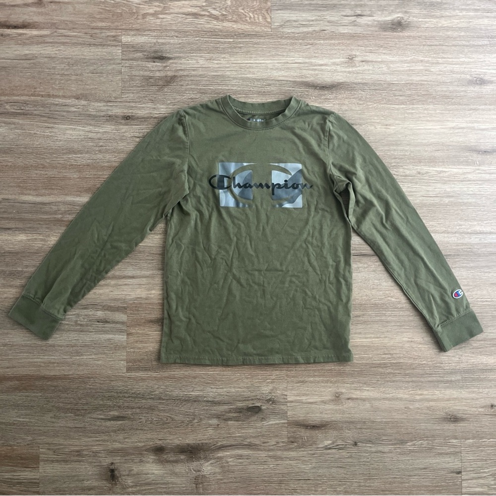 Champion Kids Olive Green Long Sleeve Tee